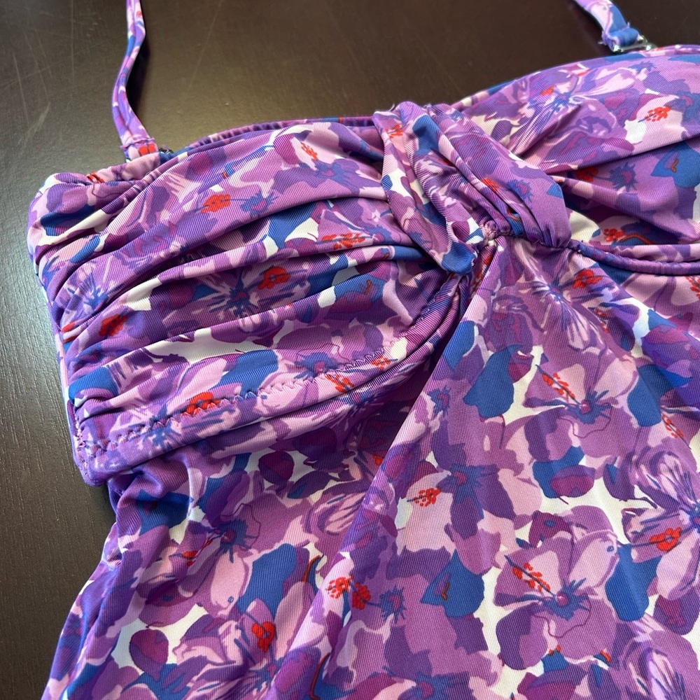 Garnet Hill Purple Floral Two-Piece Tankini Swim Set~Size 0/2 - Picture 3 of 6